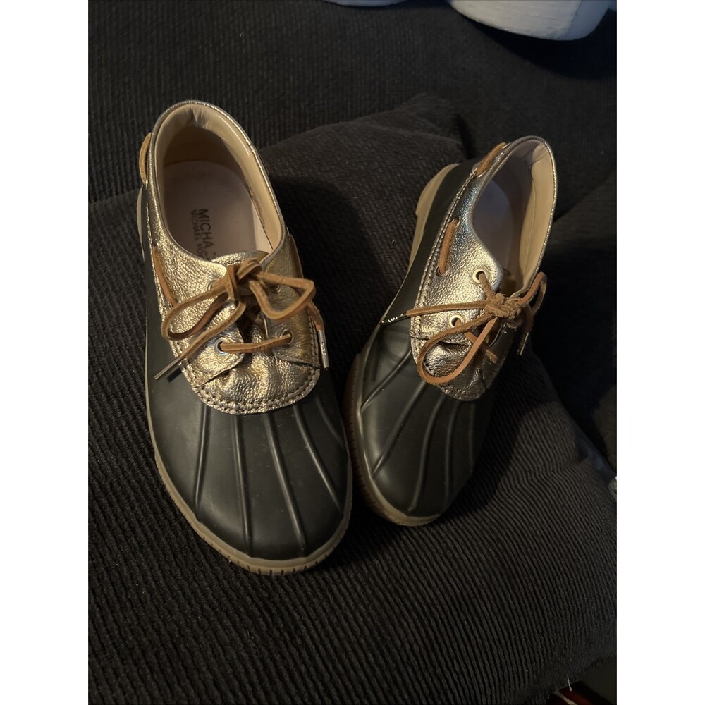 Michael Kors Woman's Shoes Hyde Lace-up Rubber Duck Brown GoldMetallic Size 9